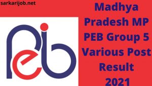 Madhya Pradesh MP PEB Group 5 Various Post Result 2021