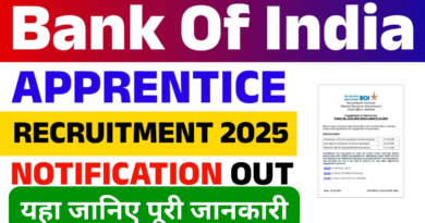 Bank Of India,Bank of India Apprentices Online Form 2025,sarkarijob, sarkari job, sarkari result, sarkari exam, freejobalert