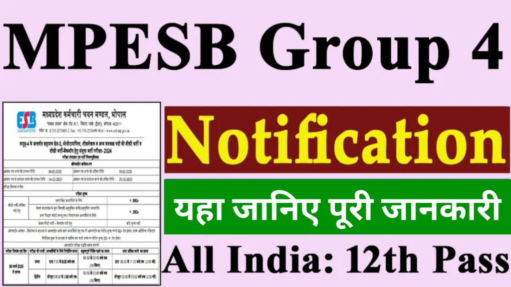 MPESB,MPESB Group 4 Various Post Online Form 2025,sarkarijob, sarkari job, sarkari result, sarkari exam, freejobalert