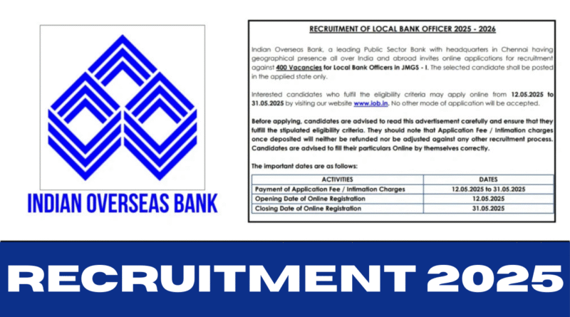 Indian Overseas Bank, Indian Overseas Bank Local Bank Officer LBO Online Form 2025, sarkarijob, sarkari job, sarkari result, sarkari exam, freejobalert, sarkarijobfind, sarkari job find, sarkari job, sarkariresult, sarkariexam