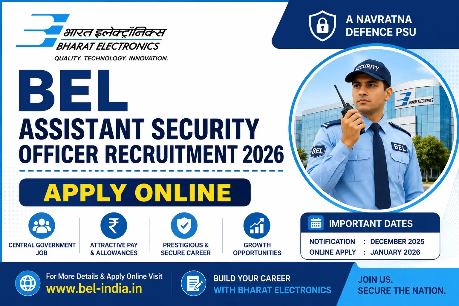 BEL Assistant Security Officer Recruitment 2026, BEL Assistant Security Officer Recruitment 2026