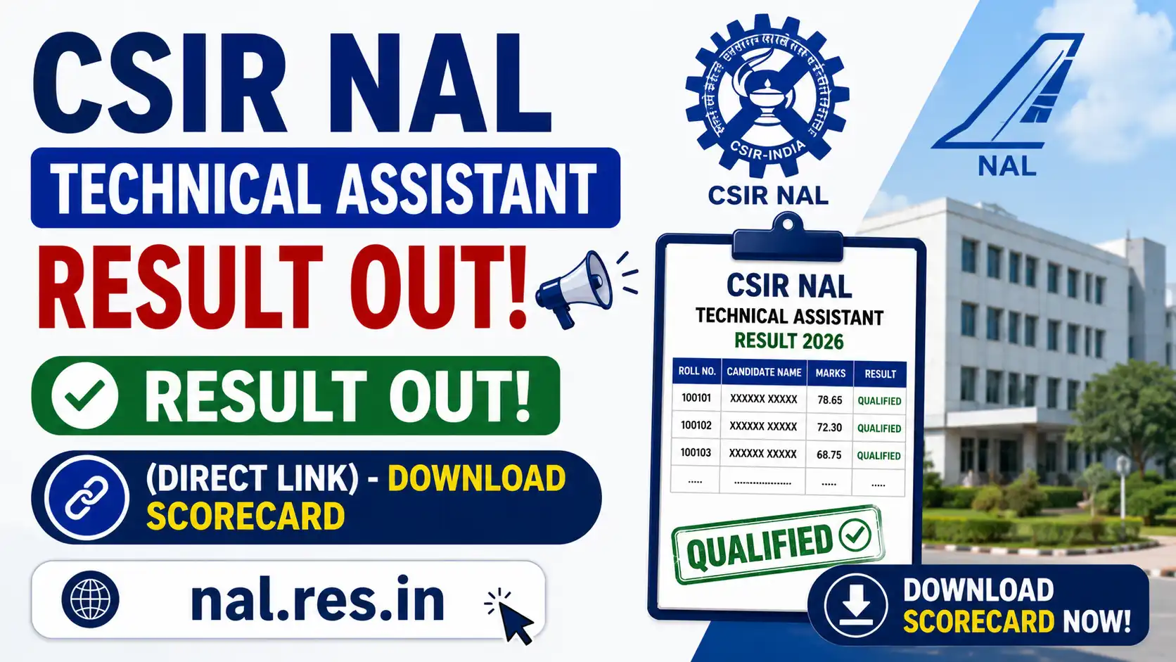CSIR NAL Technical Assistant Result 2026, sarkari job, sarkari result, sarkarijob, sarkariexam, sarkari naukari, sarkarijobfind, sarkari job find, freejobalert, sarkariresult, sarkari exam, sarkari ujala
