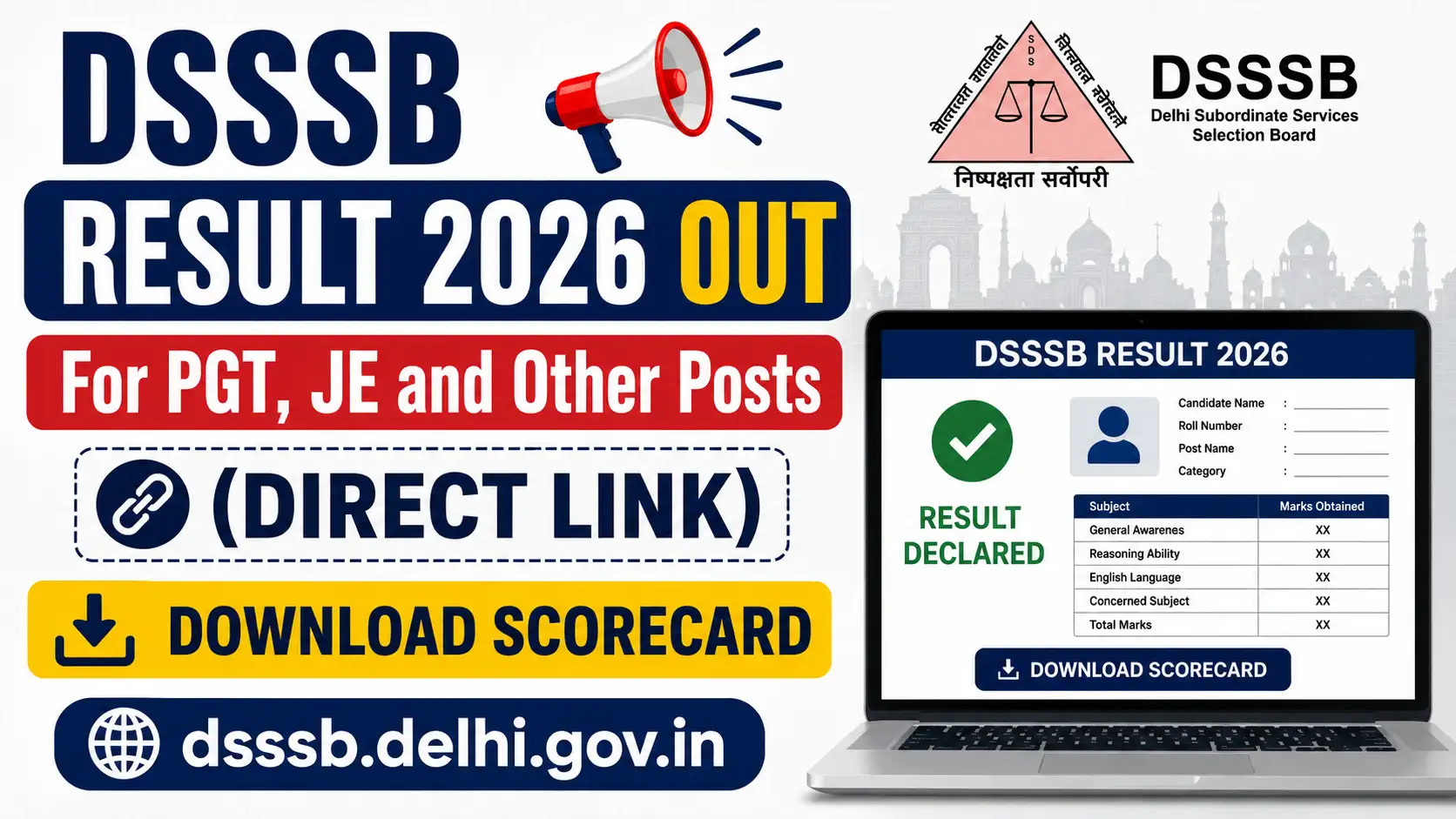 DSSSB PGT, JE and Other Posts Result 2026, DSSSB PGT, JE and Other Posts Result 2026, DSSSB Result