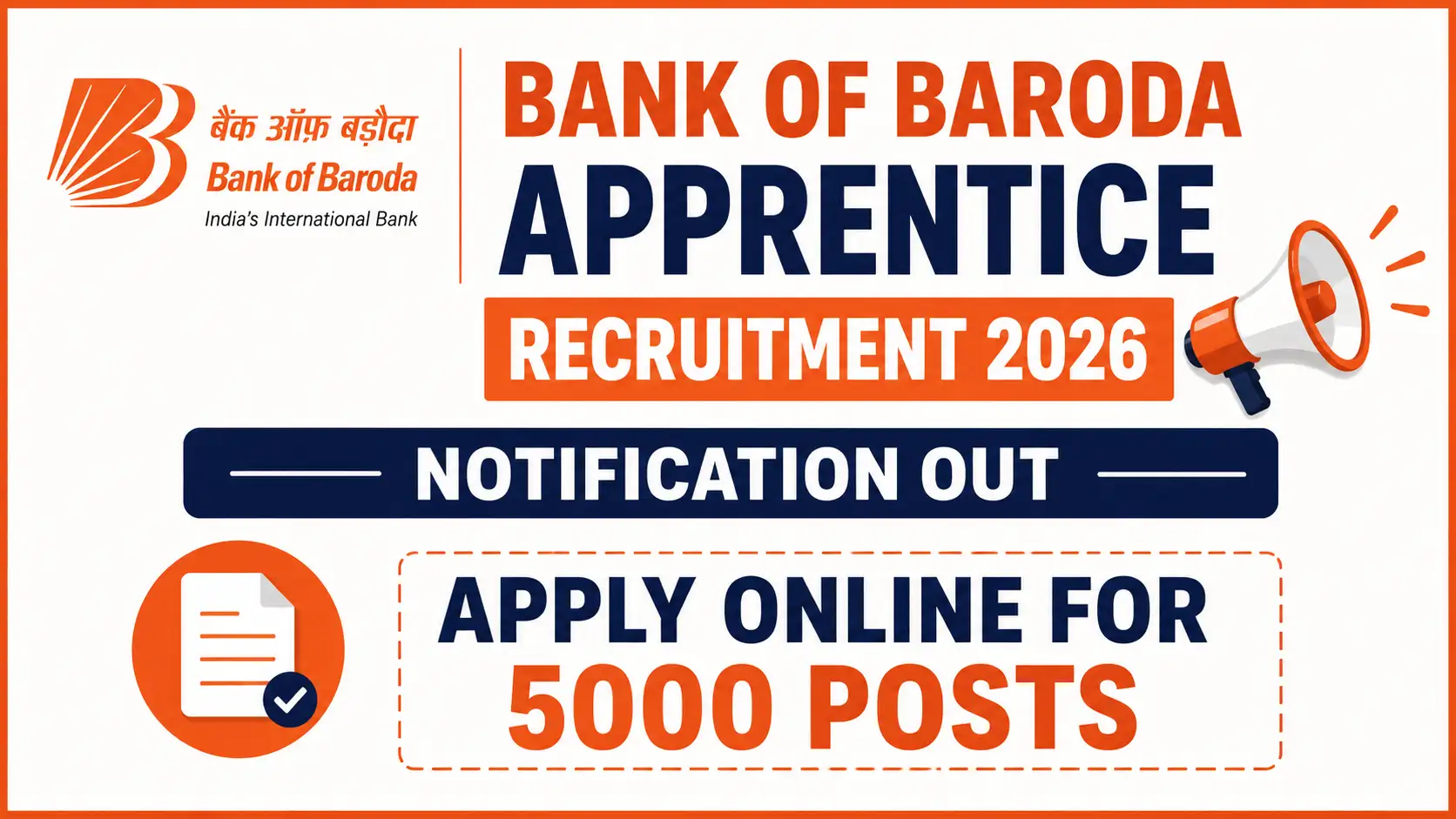 Bank of Baroda Apprentice Recruitment 2026. sarkari job, sarkari result, sarkarijob, sarkariexam, sarkari naukari, sarkarijobfind, sarkari job find, freejobalert, sarkariresult, sarkari exam, sarkari ujala