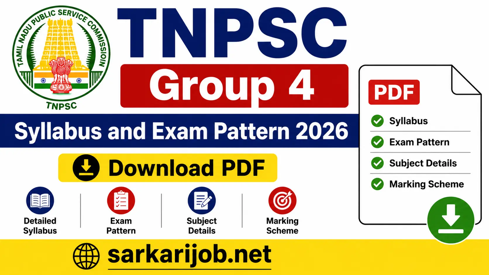 TNPSC Group 4 Syllabus and Exam Pattern 2026, sarkari job, sarkari result, sarkarijob, sarkariexam, sarkari naukari, sarkarijobfind, sarkari job find, freejobalert, sarkariresult, sarkari exam, sarkari ujala