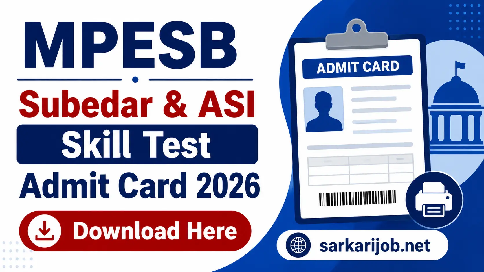 MPESB Subedar & ASI Skill Test Admit Card 2026, sarkari job, sarkari result, sarkarijob, sarkariexam, sarkari naukari, sarkarijobfind, sarkari job find, freejobalert, sarkariresult, sarkari exam, sarkari ujala