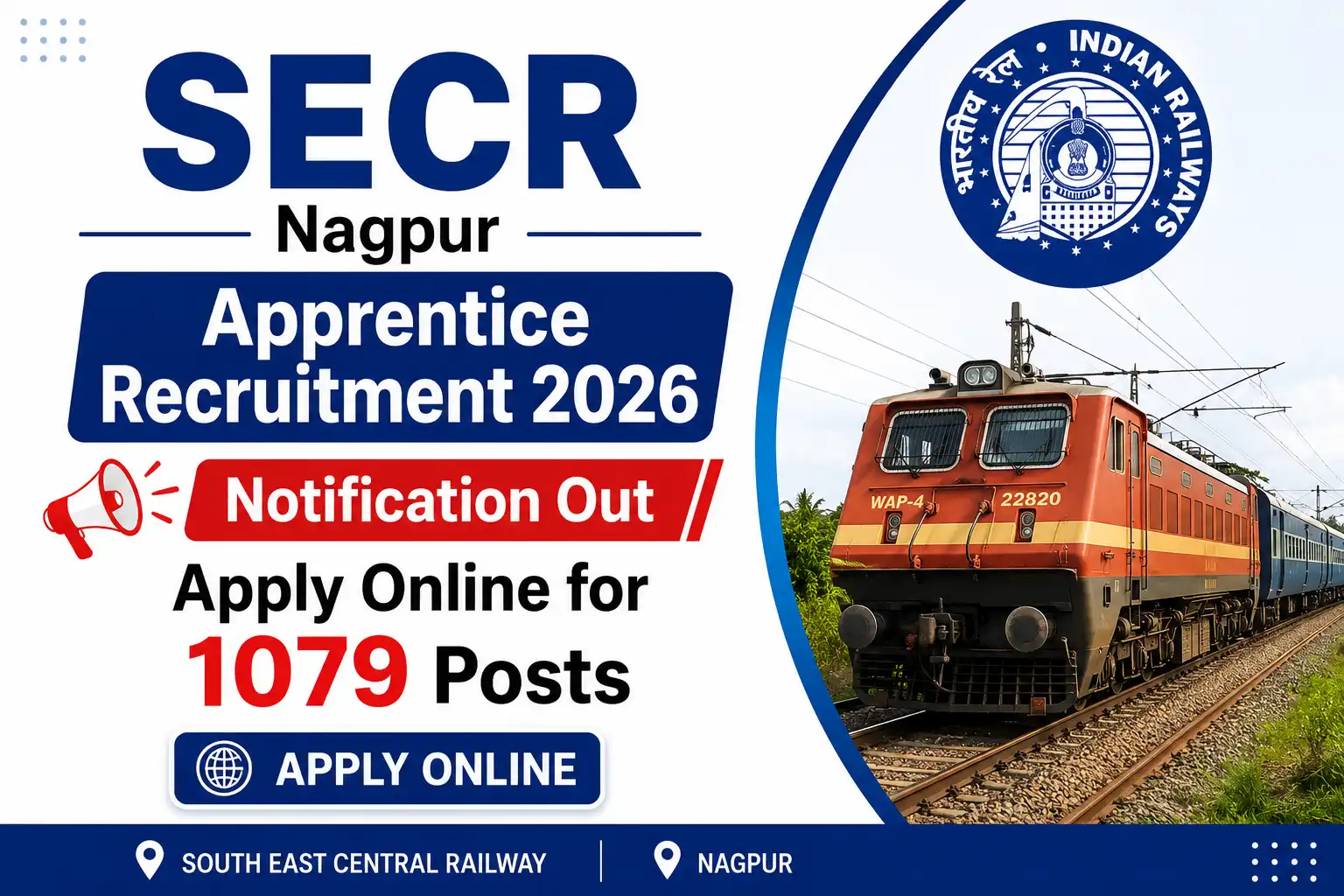 SECR Nagpur Apprentice Recruitment 2026, sarkari job, sarkari result, sarkarijob, sarkariexam, sarkari naukari, sarkarijobfind, sarkari job find, freejobalert, sarkariresult, sarkari exam, sarkari ujala