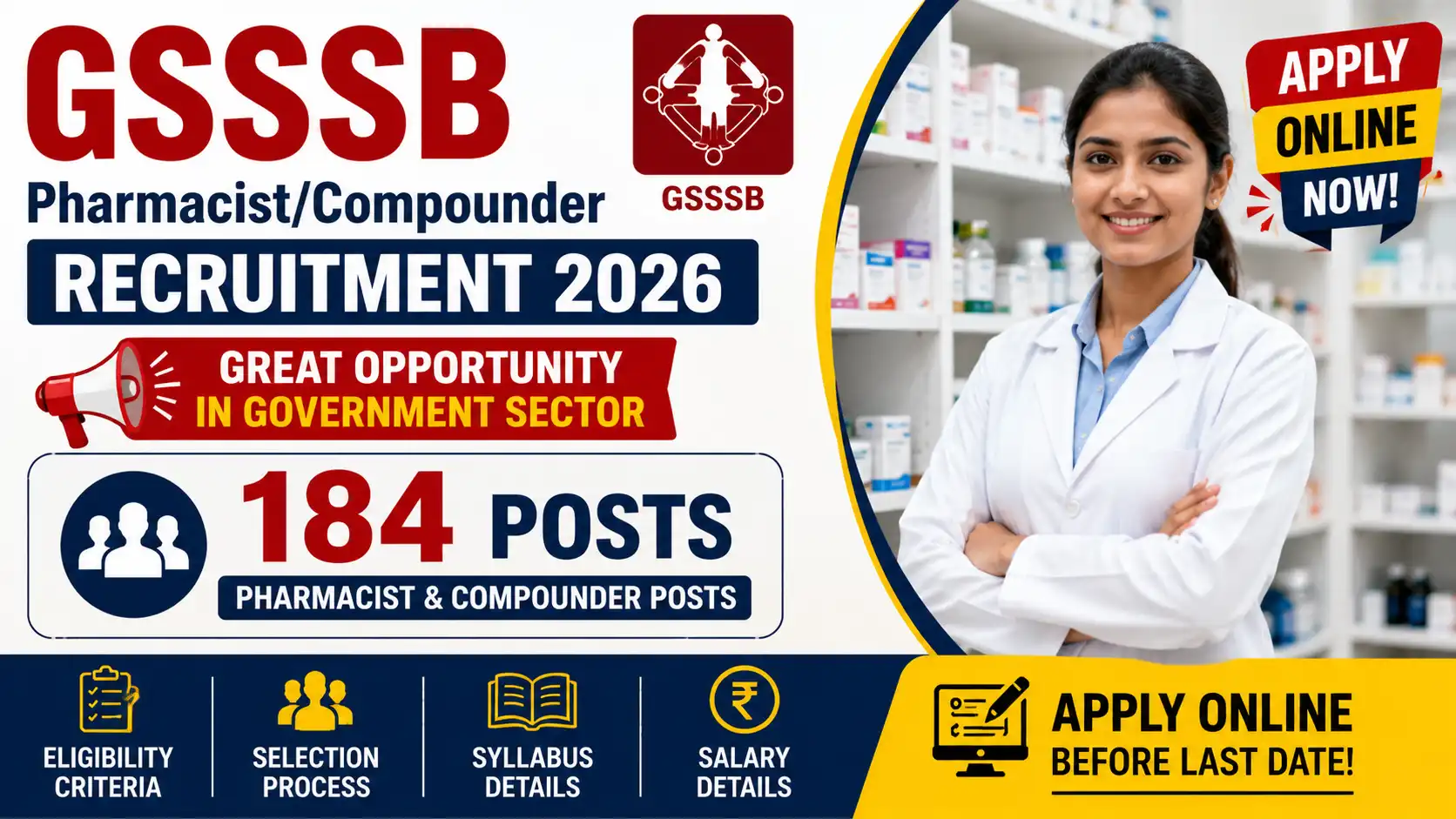 GSSSB Pharmacist/Compounder Recruitment 2026, sarkari job, sarkari result, sarkarijob, sarkariexam, sarkari naukari, sarkarijobfind, sarkari job find, freejobalert, sarkariresult, sarkari exam, sarkari ujala